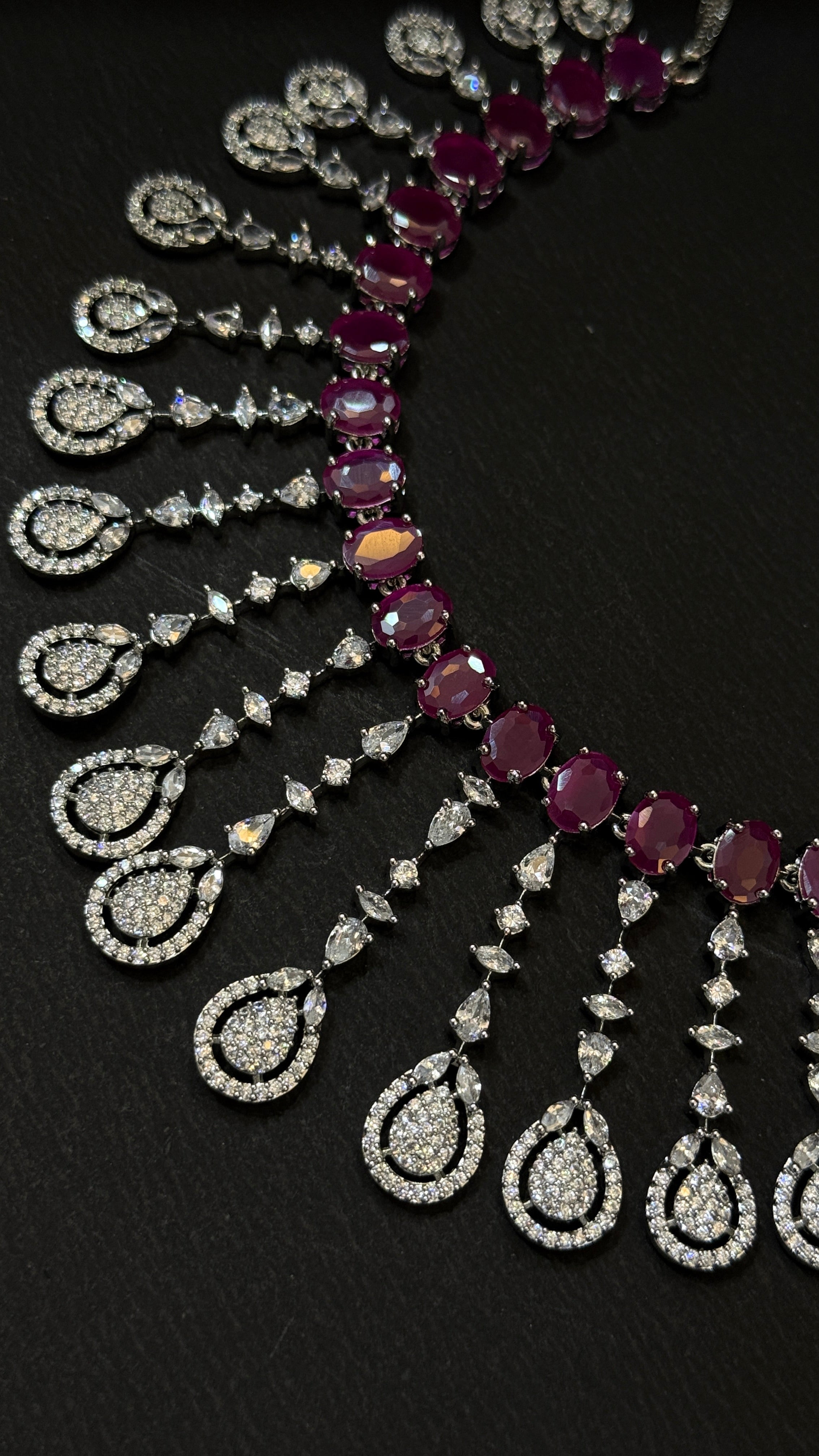 Ruby Radiance American Diamond Necklace Set